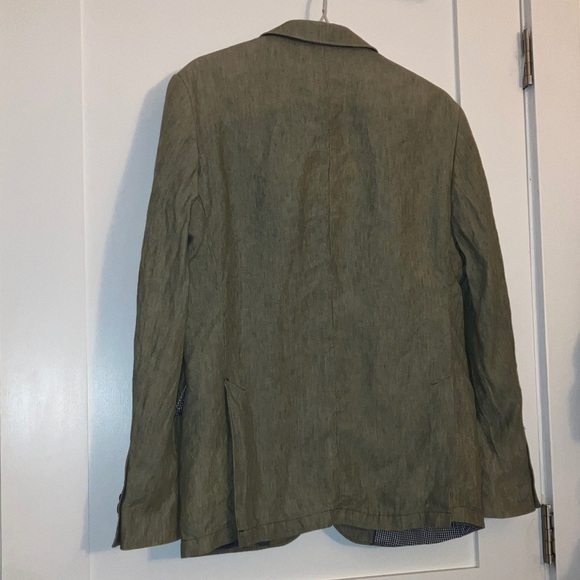 Linen men’s blazer heathered light green / gray - Picture 13 of 16